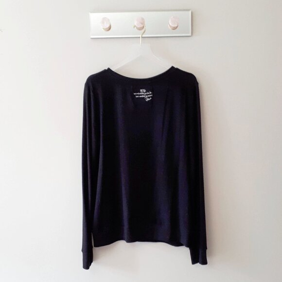 NWOT Peace Love World “I love Sundays” black sweater top, M/L - Picture 5 of 8